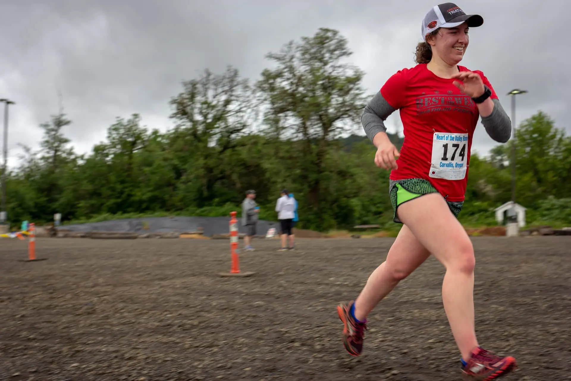 Race finish line celebration