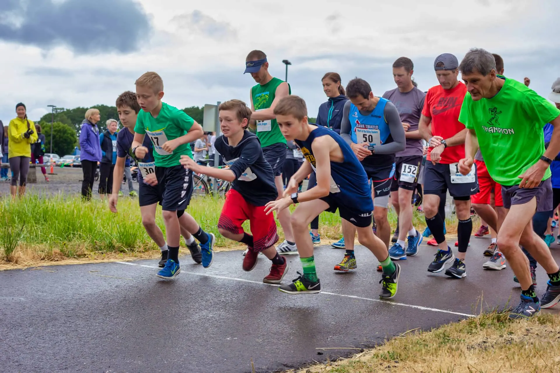 Trail runners at scenic overlook